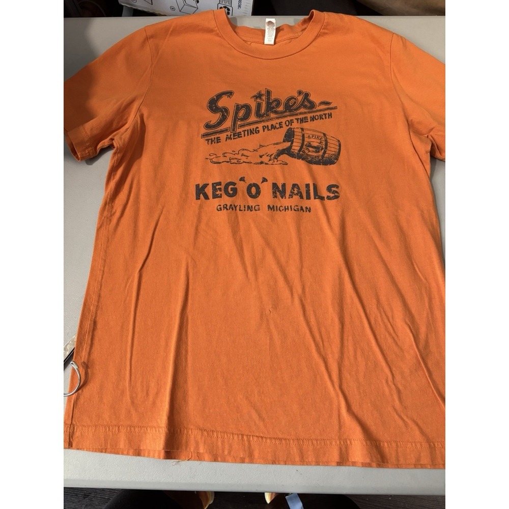 Dive Bar Shirt Club‎ Spikes Keg O Nails Gray ling Michigan L Orange
